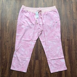 NWT FIGS Women’s Marbled Rose Yola Skinny Scrub Pants - Size 4XL Petite